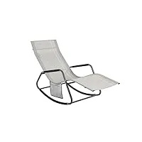 sobuy ogs47-hg fauteuil à bascule transat de relaxation chaise longue bain de soleil rocking chair – avec pochette latérale et repose-pieds – charge max 120 kg