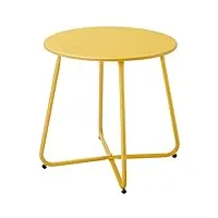 fokebel petite table d'appoint ronde en métal,table basse avec pieds réglables (jaune, Ø 45 x 45 h)