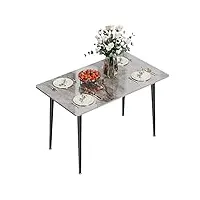 fativo table à manger marbre: grande tables de cuisine 6 personnes rectangulaire 120x70cm meubles de salle à manger blanc design céramique en pierre frittée moderne - gris italien