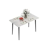 fativo table de salle à manger marbre: grande tables de cuisine 6 personnes rectangulaire 120x70cm meubles à manger blanc design céramique en pierre frittée moderne - jade blanc