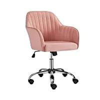 yaheetech chaise de bureau à hauteur réglable charge max 136 kg chaise ergonomique de bureau recouverte de velours rose