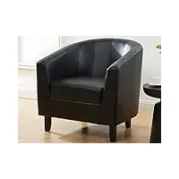 vente-unique - fauteuil cabriolet en simili noir cristobal ii