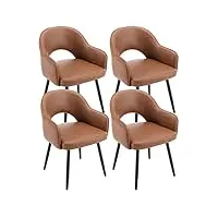 chairus lot de 4 chaises de salle à manger en cuir pu moderne fauteuil rembourrée chaise pivotante à 360° pour bureau salon (marron-4 (cuir pu))