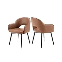 chairus lot de 2 chaises de salle à manger en cuir pu moderne fauteuil rembourrée chaise pivotante à 360° pour bureau salon (marron-2 (cuir pu))