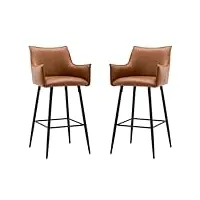 wahson tabouret de bar lot de 2 chaise de bar en cuir pu chaise haute cuisine chaise cuisine moderne avec repose-pieds, tabourets hauts pour bar, marron