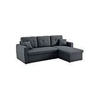 meubletmoi canapé d'angle 3 places convertible en tissu gris anthracite avec coffre de rangement - style moderne - rudy
