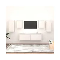 goliraya meubles tv mural armoires suspendues armoires flottantes pour tv meuble de salon bois massif de pin 6 pcs