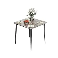 fativo table à manger marbre: grande tables de cuisine 4 personnes carrée 80x80cm meubles de salle à manger blanc design céramique en pierre frittée moderne - gris italien