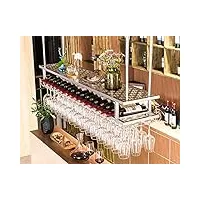 kuyt racks À vin créatifs, caisson en verre À vin plafond Étagères suspendus porte-bouteille Étagère en verre, décor rétro industriel en verre de vin de vin monté en verre barniture/or/argent/120 cm