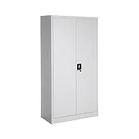 tectake armoire casier de rangement vestiaire bureau en metal 180x80x40cm avec 2 portes verrouillables, 6 étagères de rangement, armoire avec serrure mobilier bureau