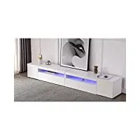 azkoeesy wf297451452waa meuble tv bas de 240 cm de long avec lumière led 16 couleurs blanc très clair