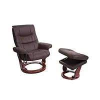 mca hwc-j42 fauteuil de relaxation en tissu imitation daim noir/marron structure aspect noyer