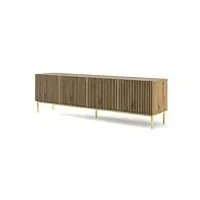 bim furniture ravenna a 200 cm 4d avec façade fraisée en mdf de qualité supérieure meuble tv table buffet hi-fi table tv scandinave (chêne artisan ), or