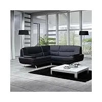 mobilier-deco muza - canapé d'angle design en simili cuir noir