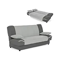mobilier-deco alton - canapé clic clac convertible en tissu gris