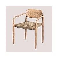 sklum lot de 4 chaises de jardin en bois avec accoudoirs naele brun blé