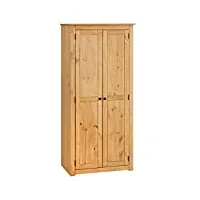 idimex armoire cancun penderie avec 1 étagère derrière 2 portes battantes, en pin massif finition teintée/cirée