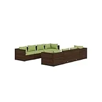 vidaxl salon de jardin 9 pcs avec coussins mobilier de terrasse ensemble de meubles d'extérieur mobilier de patio résine tressée marron