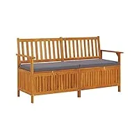 vidaxl banc de rangement avec coussin siège rembourré banquette de terrasse banc de jardin meuble de rangement 148 cm bois d'acacia solide