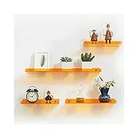 pack pack acrylique étagères flottantes, étagère de douche de salle de bain invisible murale, pour la maison, chambre, salle de bain, rangement de cuisine(4pcs, orange)