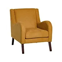 lolahome fauteuil anti-taches tapissé en tissu téflon moutarde de 70 x 82 x 88 cm