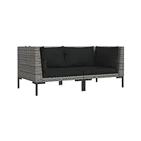 vidaxl 2x canapés de jardin avec coussins sofa de jardin canapés de terrasse canapés de patio meubles de patio extérieur résine tressée demi-ronde
