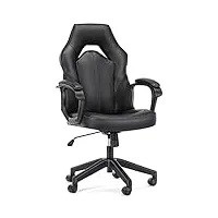 chaise de jeu pour ordinateur – chaise de bureau ergonomique pivotante en cuir synthétique avec soutien lombaire – chaise de bureau avec accoudoirs rembourrés et coussin de siège pour adultes – noir