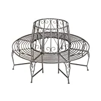 tectake banc de jardin circulaire banquette ronde extérieur banc de pourtour d’arbre métal 164 x 164 x 89 cm - anthracite
