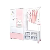 dacun armoire de rangement des enfants de haute qualité avec tiroir |enfant organisateur en bois armoire armoire chambre meubles for garçons girls cadeau, bleu (color : pink)
