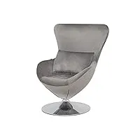 mingone chaise longue fauteuil de relaxation pivotante canapé simple dans le salon fauteuil à cocktail velours avec coussin de dossier design rétro, gris foncé