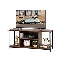costway meuble tv support de télévision, meuble de rangement tv avec etagère réglable et 2 trous de gestion des câbles, pour tv jusqu'à 50 pouces, pour salon, chambre, marron rustique