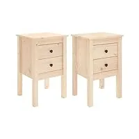 vidaxl 2x tables de chevet tables de nuit armoires de chevet armoires de lit avec rangement chambre 40x35x61,5 cm bois de pin solide