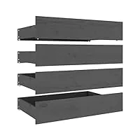 vidaxl 4x tiroirs de lit accessoire de chambre à coucher tiroirs de rangement unité de rangement de lit intérieur gris bois de pin massif