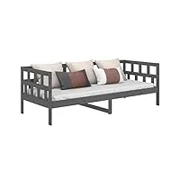 vidaxl lit de jour lit d’invité canapé lit de repos canapé-lit meuble de salon salle de séjour maison intérieur gris bois massif de pin 90x190 cm