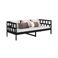 vidaxl lit de jour lit d’invité canapé lit de repos canapé-lit meuble de salon salle de séjour maison intérieur noir bois massif de pin 80x200 cm