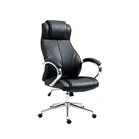 clp fauteuil de bureau salford en véritable cuir i hauteur réglable et siège pivotant i accoudoirs i piètement métal, couleur:noir