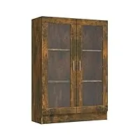 vidaxl armoire à vitrine bibliothèque support à livres meuble de rangement salle de séjour intérieur chêne fumé 82,5x30,5x115 cm bois d'ingénierie