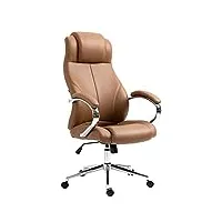 clp fauteuil de bureau salford en véritable cuir i hauteur réglable et siège pivotant i accoudoirs i piètement métal, couleur:brun clair