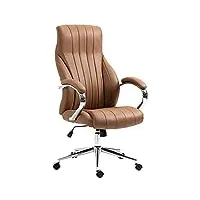 clp fauteuil de bureau wigan en véritable cuir i hauteur réglable et siège pivotant i accoudoirs i piètement métal, couleur:brun clair