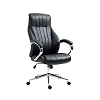 clp fauteuil de bureau wigan en véritable cuir i hauteur réglable et siège pivotant i accoudoirs i piètement métal, couleur:noir