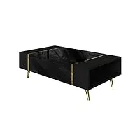 lukmebel onyx table basse sur pieds doré haut avec finition brillante rangement sous comptoir Éléments doré système d'ouverture push-open panneau stratifié 104x60x415 cm noir