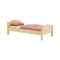 idimex lit simple flims 90 x 190 cm pour enfant, avec tête et pieds de lit arrondi, en pin massif finition naturelle