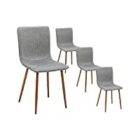 homy casa chaise de salle à manger rembourrée en lin ensemble de 4, petite chaise latérale sans accoudoirs de cuisine, chaises de salle à manger, pied carré en métal noyer, gris