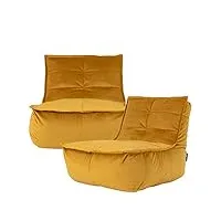 icon pouf chaise longue en velours dolce, lot de 2, pouf fauteuil, pouf poire salon, pouf geant xxl pour adultes