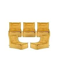 icon pouf chaise longue en velours dolce, lot de 5, pouf fauteuil, pouf poire salon, pouf geant xxl pour adultes