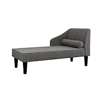 vidaxl chaise longue avec traversin canapé de repos convertible pour sieste meuble de salon salle de séjour maison intérieur gris foncé tissu