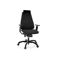 hjh office 652849 chaise de bureau genidia black fauteuil de direction ergonomique, tissu/velours noir