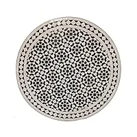casa moro table mosaïque marocaine d80 noire et blanche émaillée ronde avec cadre en fer forgé | table à manger mosaïque boho chic table de jardin du maroc | mt2234