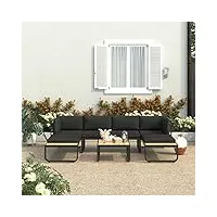 inlife wpc-8654 canapé d'angle de jardin en aluminium avec coussins
