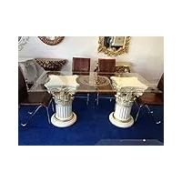 lexus table de salle à manger en verre - table en forme de colonne - table de salon - pratique - 100 % fabriquée à la main - style antique rétro medusa - méandre versac
